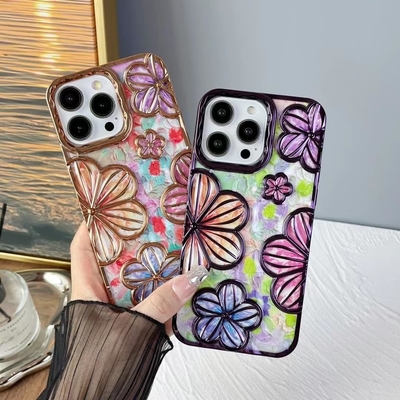 iPhone 12 Pro Max Case 6.7 Inch،Clear 3D Flower Phone Case for Women Girls Luxury Plating Floral Case Cover جمالي