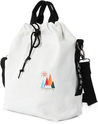 Women Canvas Tote Handbags Casual Shoulder Work Bag Crossbody Bag with Sunshine Embroidery