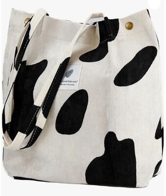 حقيبة يد من الكوردروي، حقائب يد لطيفة للنساء، حقيبة كتف مع جيب داخلي للعمل والشاطئ والسفر والتسوق والبقالة