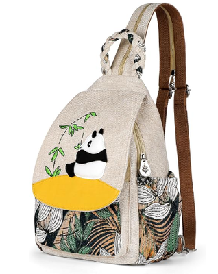 Lady's Convertible Sling Bag, Hand Craft Artisan Purse, Beautiful Canvas Premium Casual Day Mini Backpack for Women (Two Grapes)